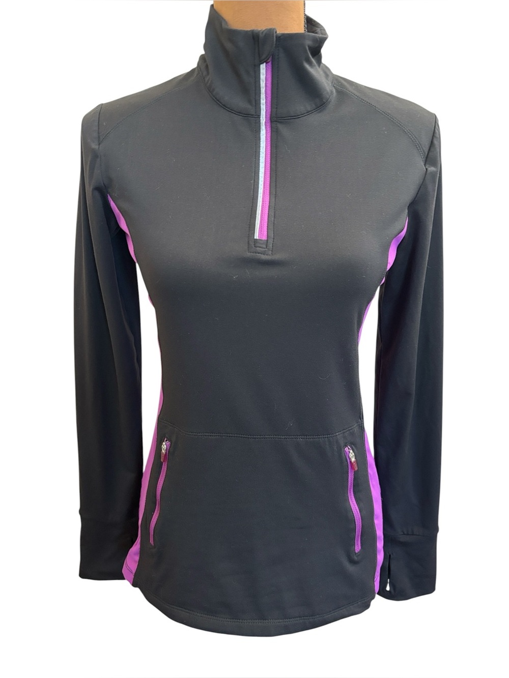 Lucy Black Purple Long Sleeve Workout  Performance‎ Pullover Jacket Size S